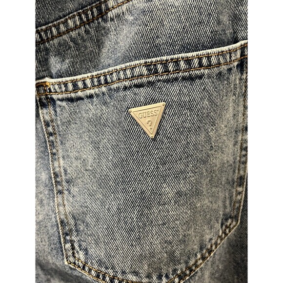 Guess Reda Fold Over High Waist Straight Leg Jeans Belted Medium Wash - Picture 5 of 7